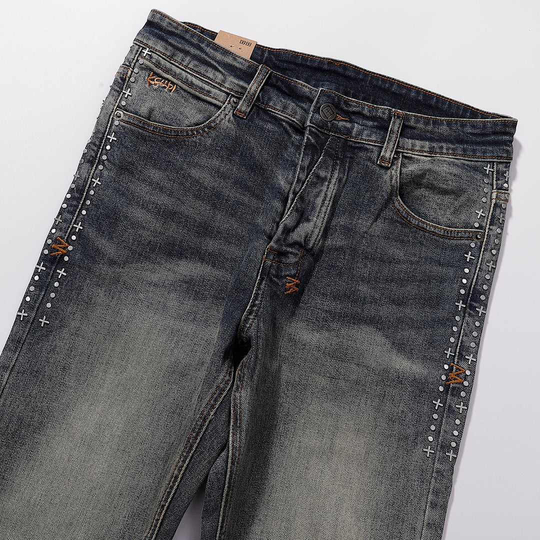 Ksubi Vintage Mud Wash Distressed Slim Denim Jeans