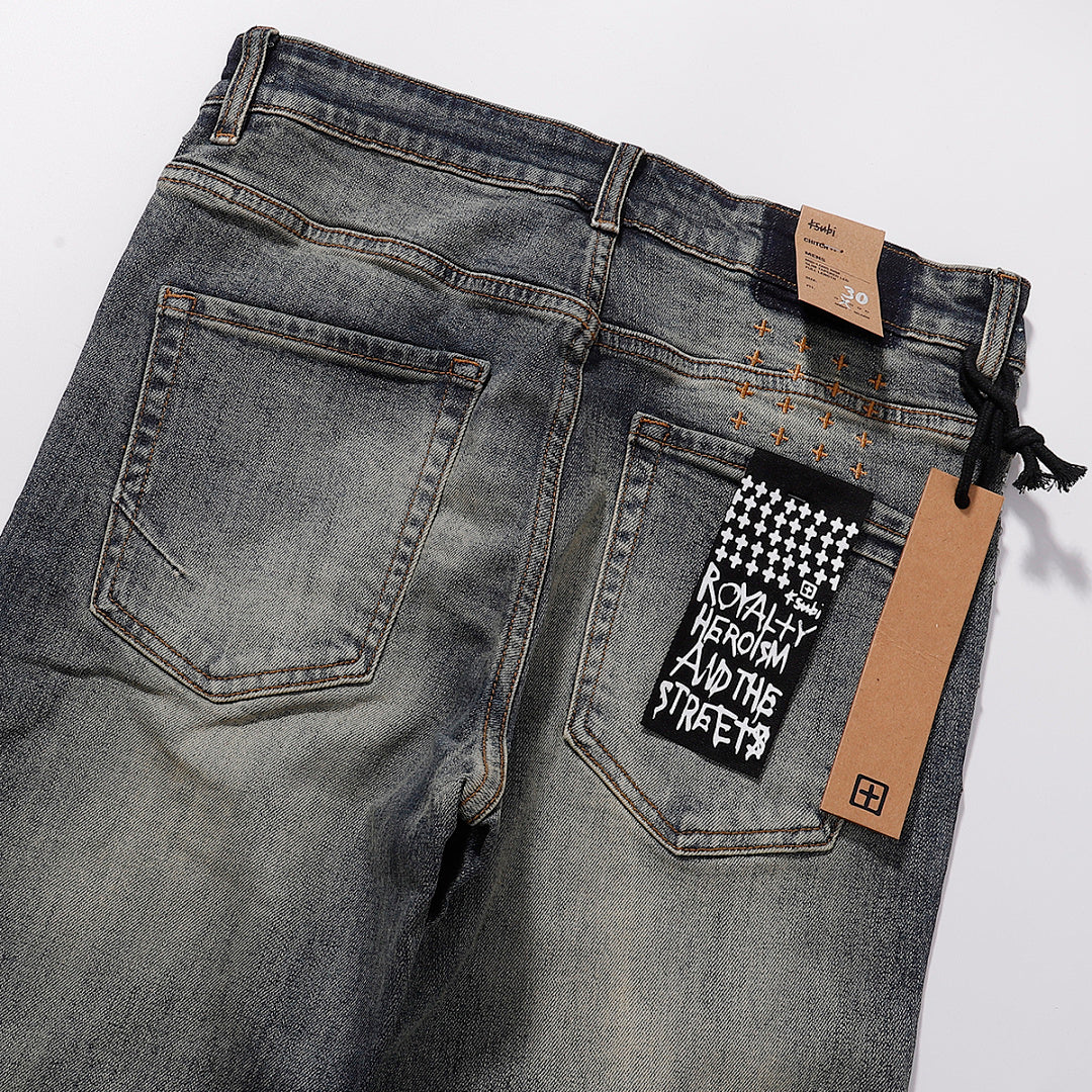 Ksubi Vintage Mud Wash Distressed Slim Denim Jeans