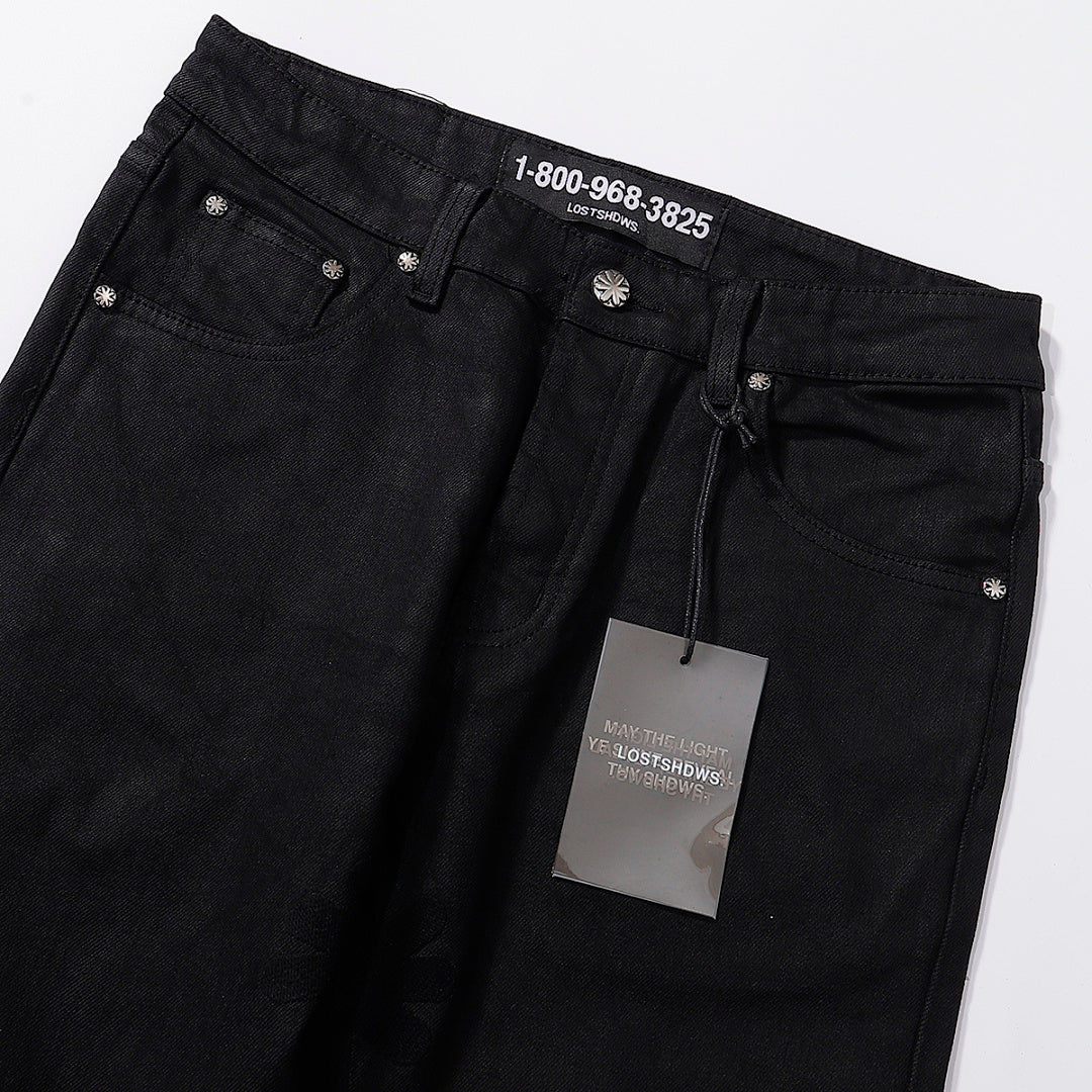 LOST SHDWS Premium Matte Black Button Fly Jeans
