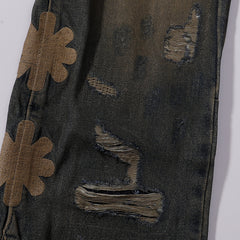 LOST SHDWS Waxed Distressed Mud Wash Denim Jeans