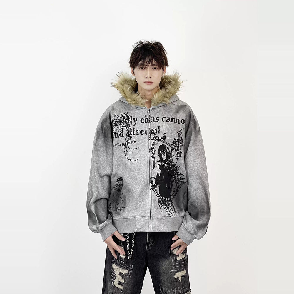 A knife streetwear heavyweight woolen pullover jacket