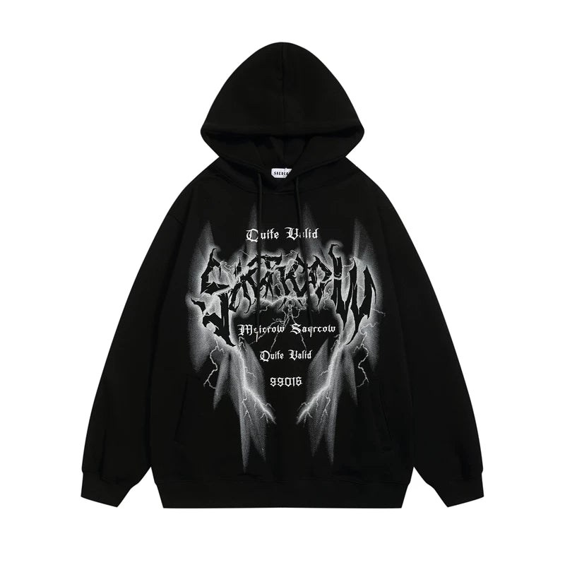 A knife dark-themed high street hooded sweatshirt