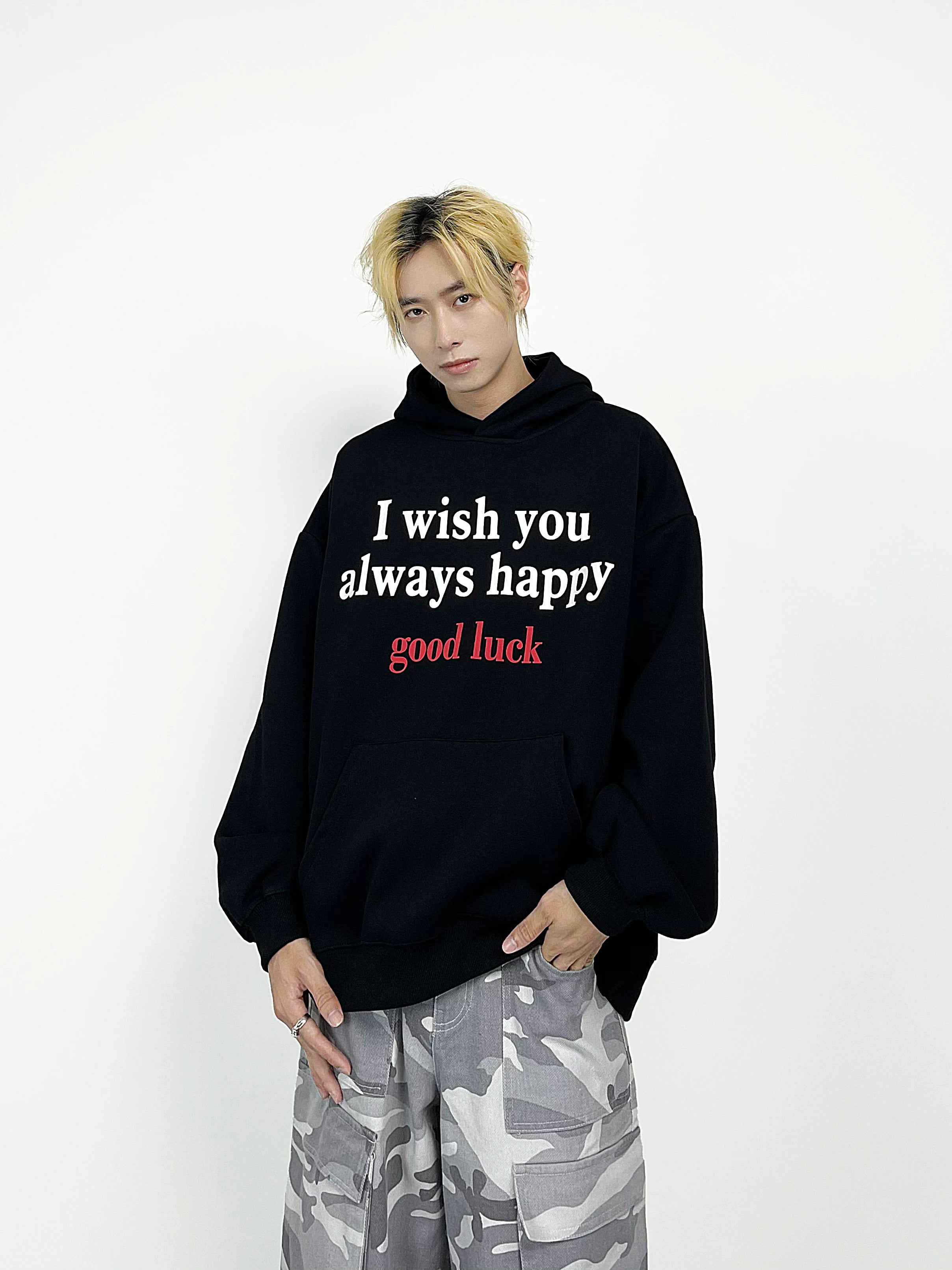 A knife streetwise cool letter-printed hooded sweatshirt