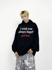 A knife streetwise cool letter-printed hooded sweatshirt