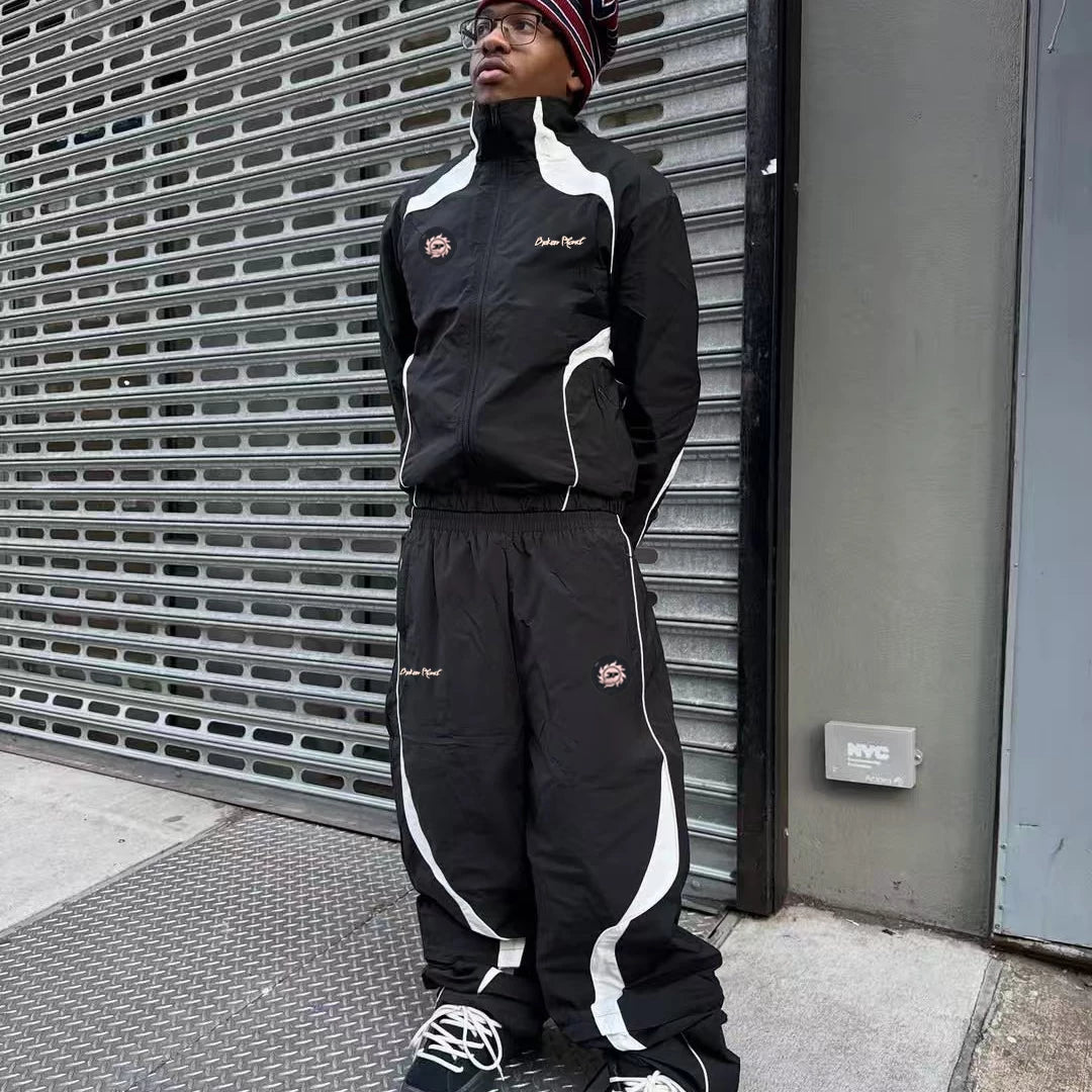 Broken Planet Color Block Stand Collar Tracksuit Set