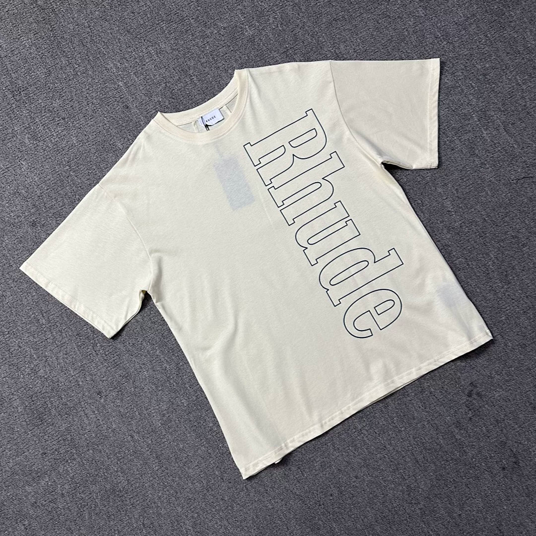 RHUDE Hollow Letter Graphic Pure Cotton Summer Tee