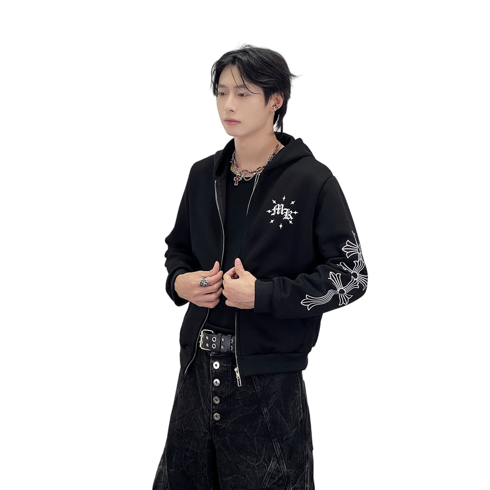A knife Gothic-style letter-print short coat