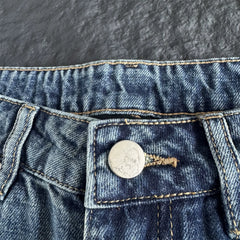Derchutze Floral Embroidered Loose Denim Shorts