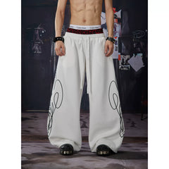 Unmanned island light cool feeling Abiy2k totem print leopard print double waisted loose casual pants for men and women