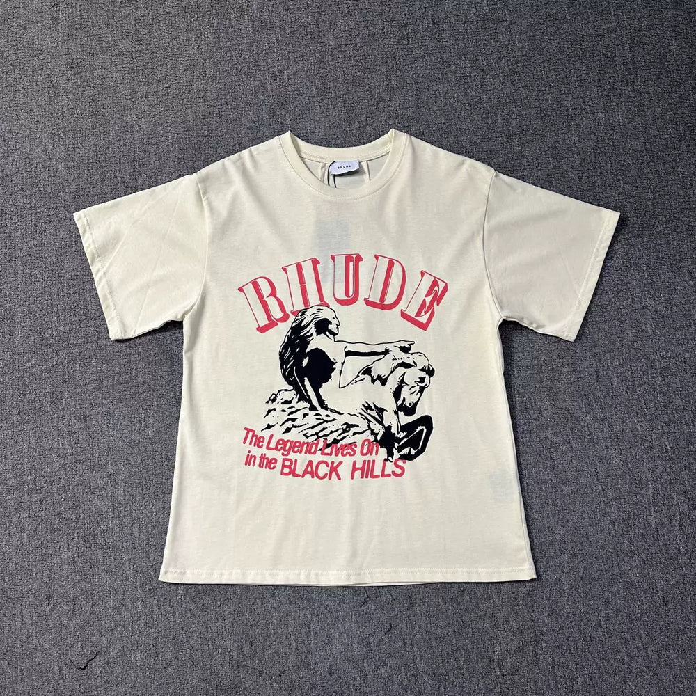 RHUDE American Retro Graphic Printed Oversized Summer Tee