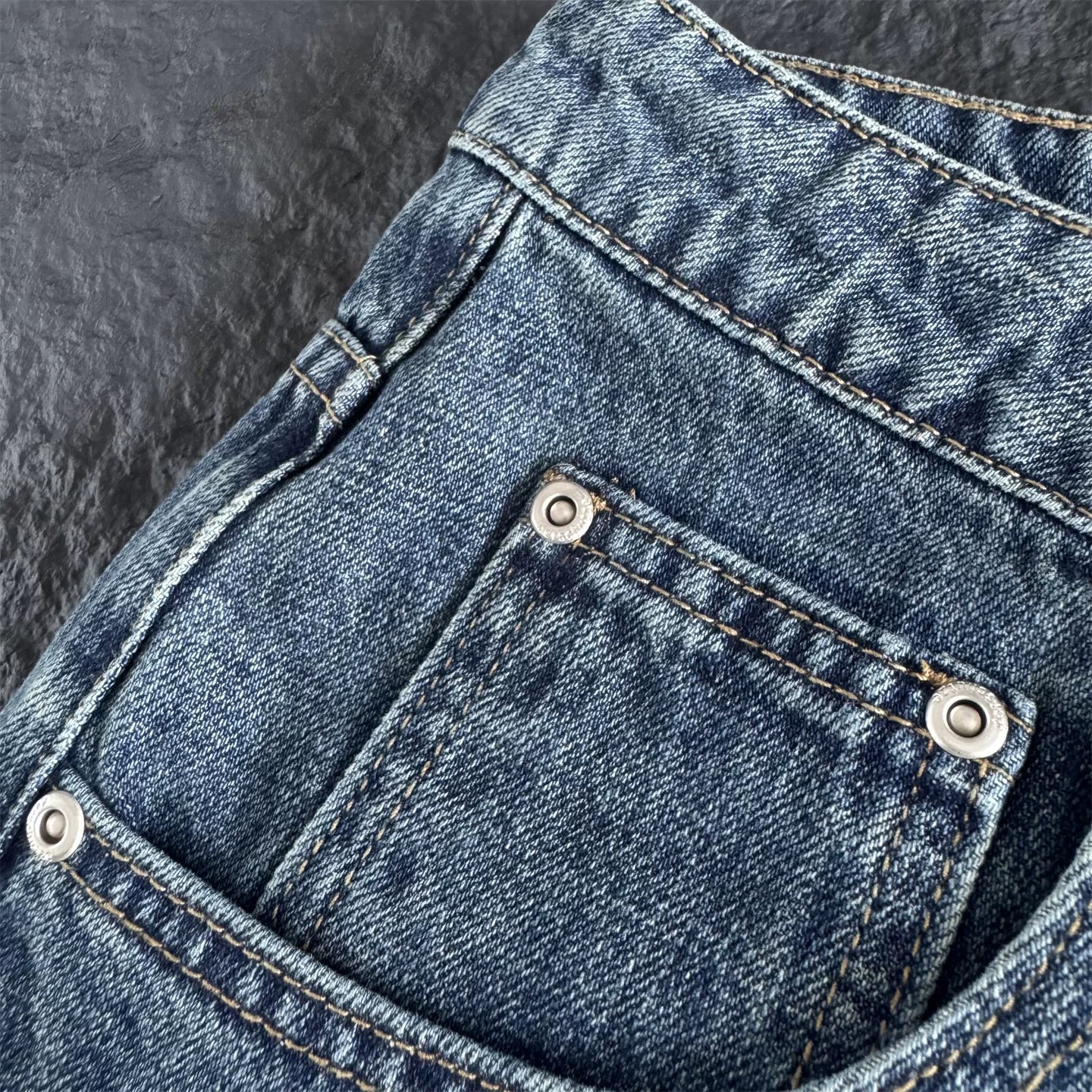 Derchutze Floral Embroidered Loose Denim Shorts