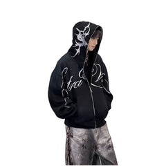 A knife street graffiti printed flowered shirt jacket