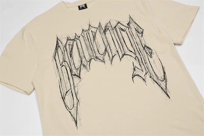 Revenge Vintage Sketch Character Oversized Graphic Tee