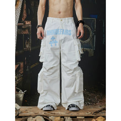 Unmanned island street dance printed three-dimensional cut multi pocket work pants casual pants for men and women on the street