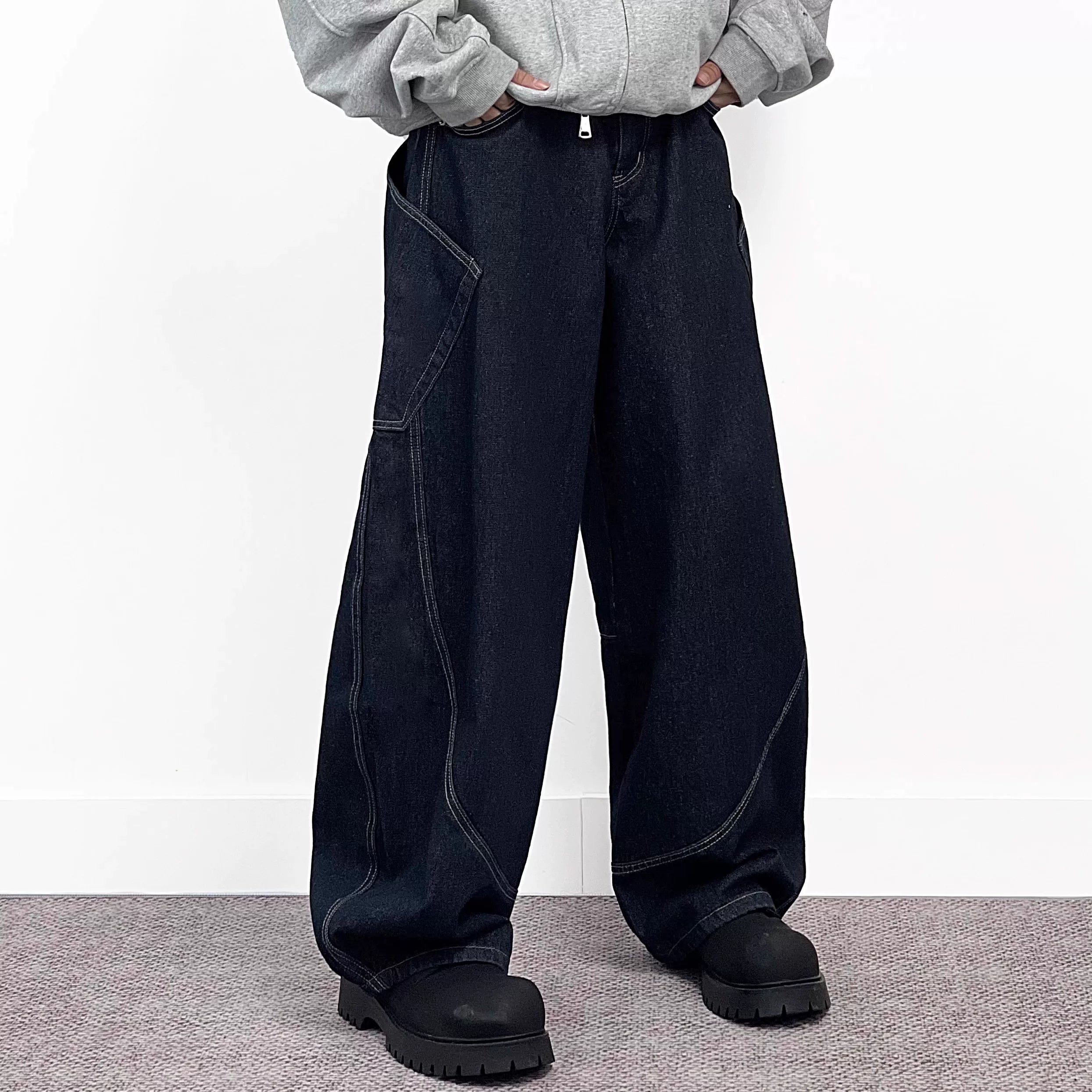 A knife wide-leg curved knife cowboy pants