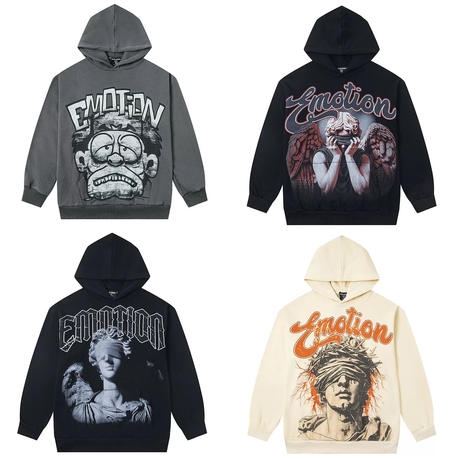 MIXED EMOTION DTG Graphic Printed Pullover Hoodie