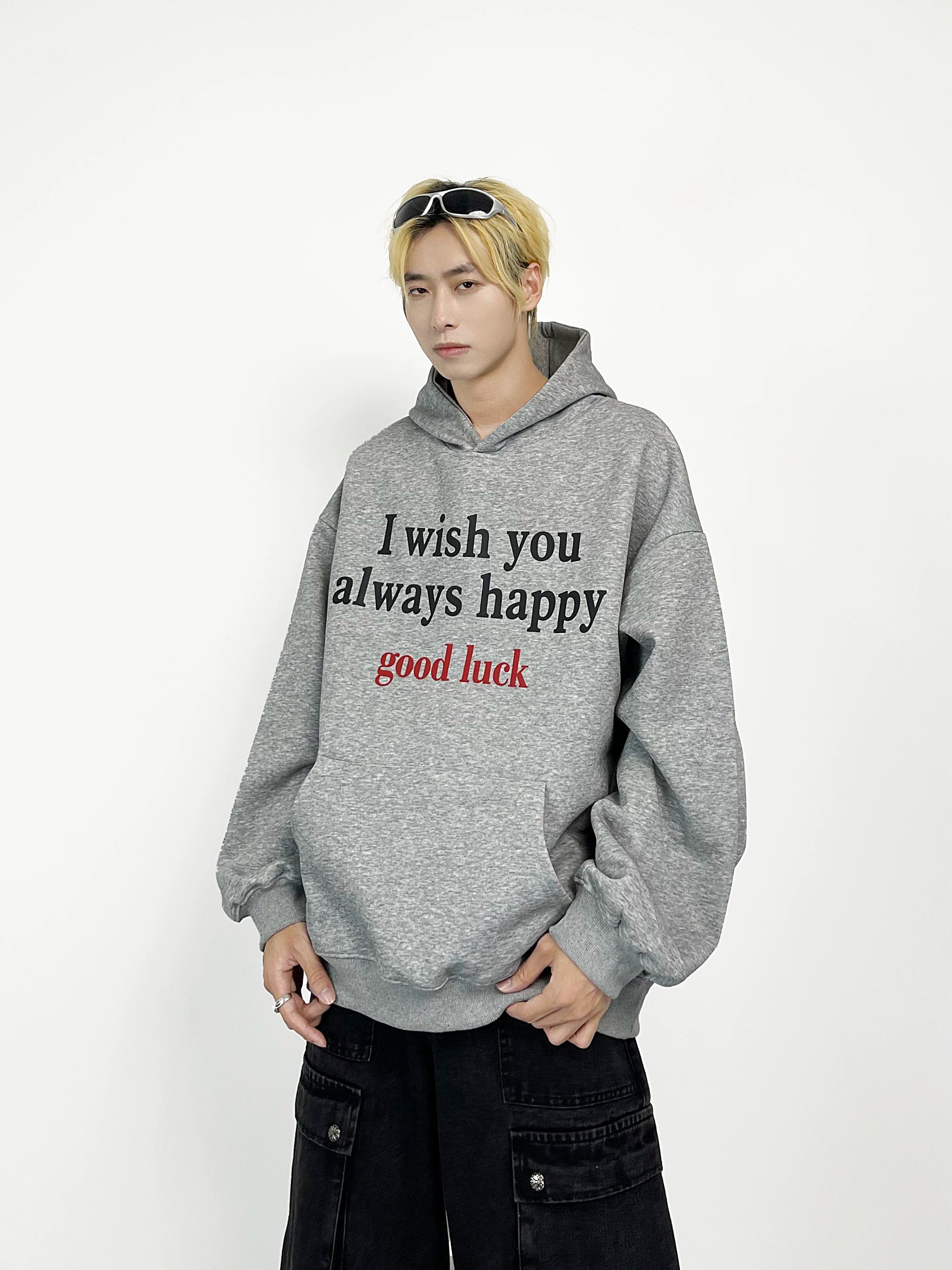 A knife streetwise cool letter-printed hooded sweatshirt