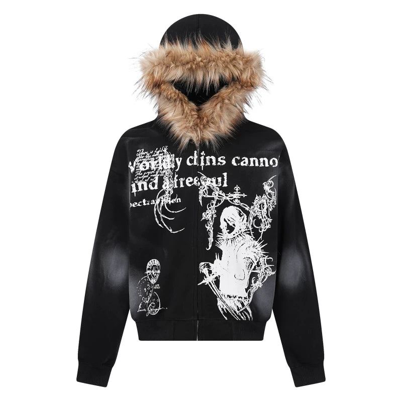 A knife streetwear heavyweight woolen pullover jacket