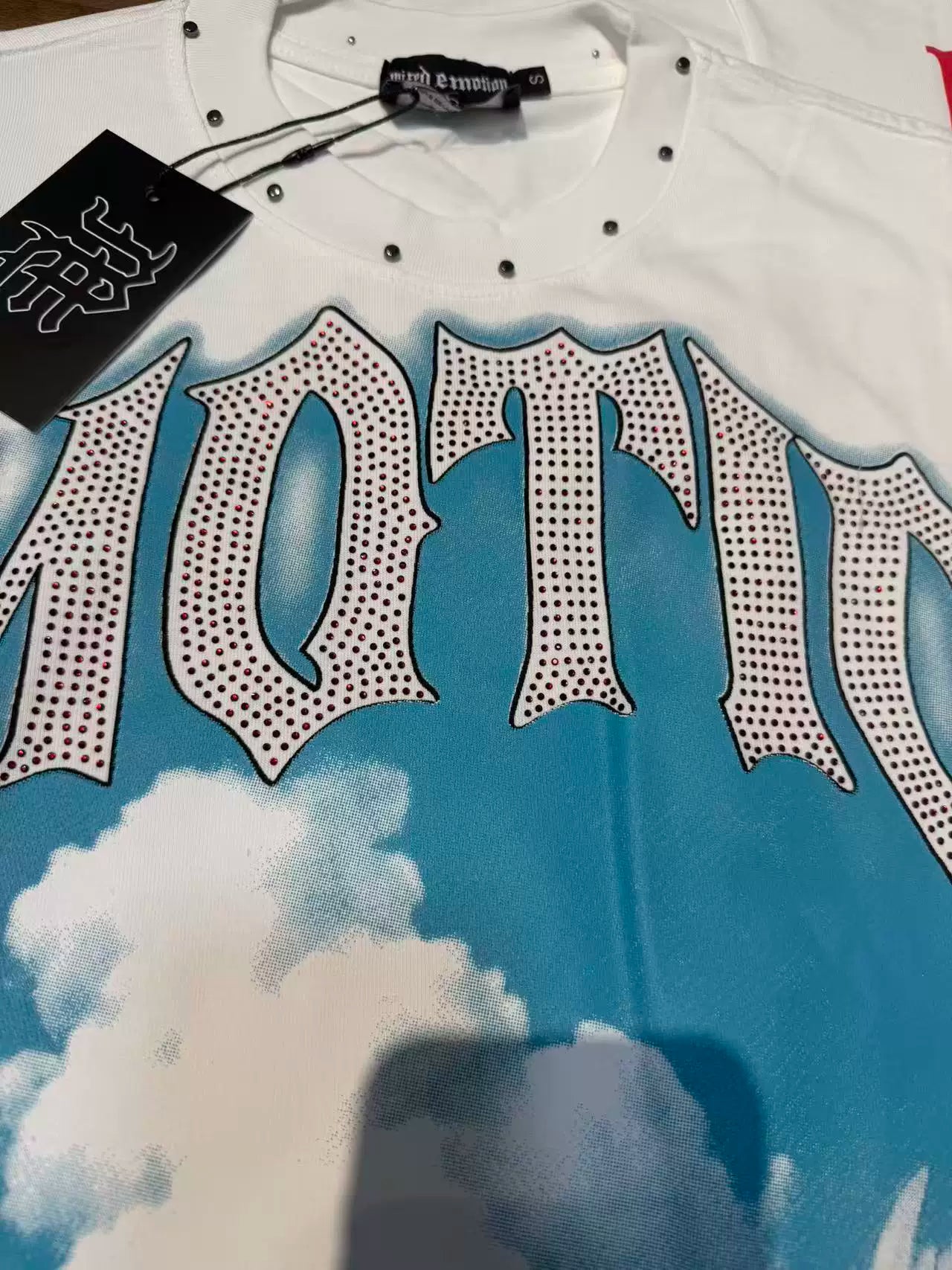 MIXED EMOTION Rhinestone Little Angel Cotton Tee