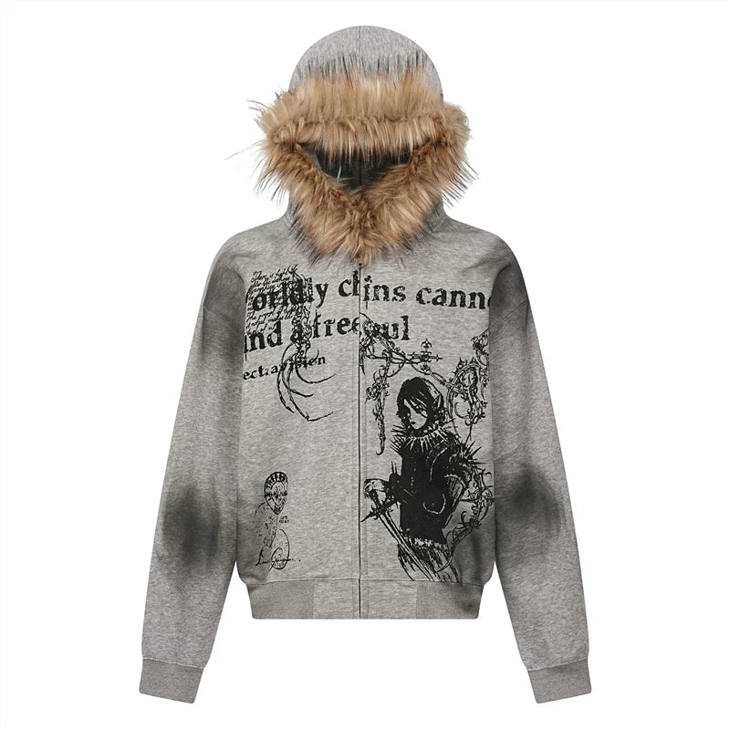 A knife streetwear heavyweight woolen pullover jacket