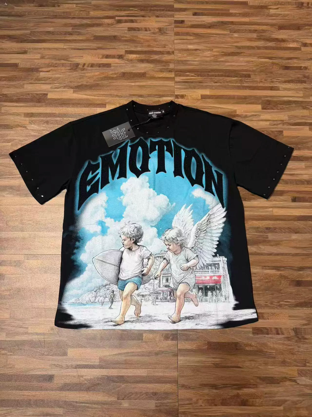MIXED EMOTION Rhinestone Little Angel Cotton Tee