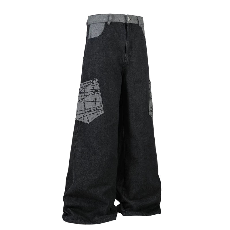 A knife-style wide-leg denim pants