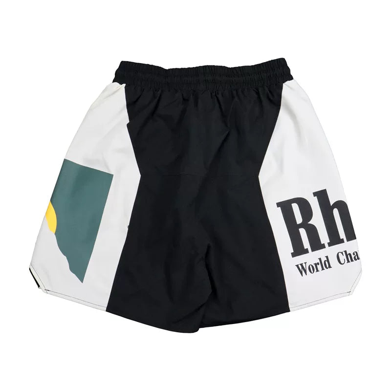 RHUDE Sunset Logo Color Block Casual Sports Shorts
