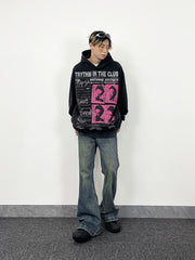 A knife vintage distressed heavyweight hooded sweatshirt