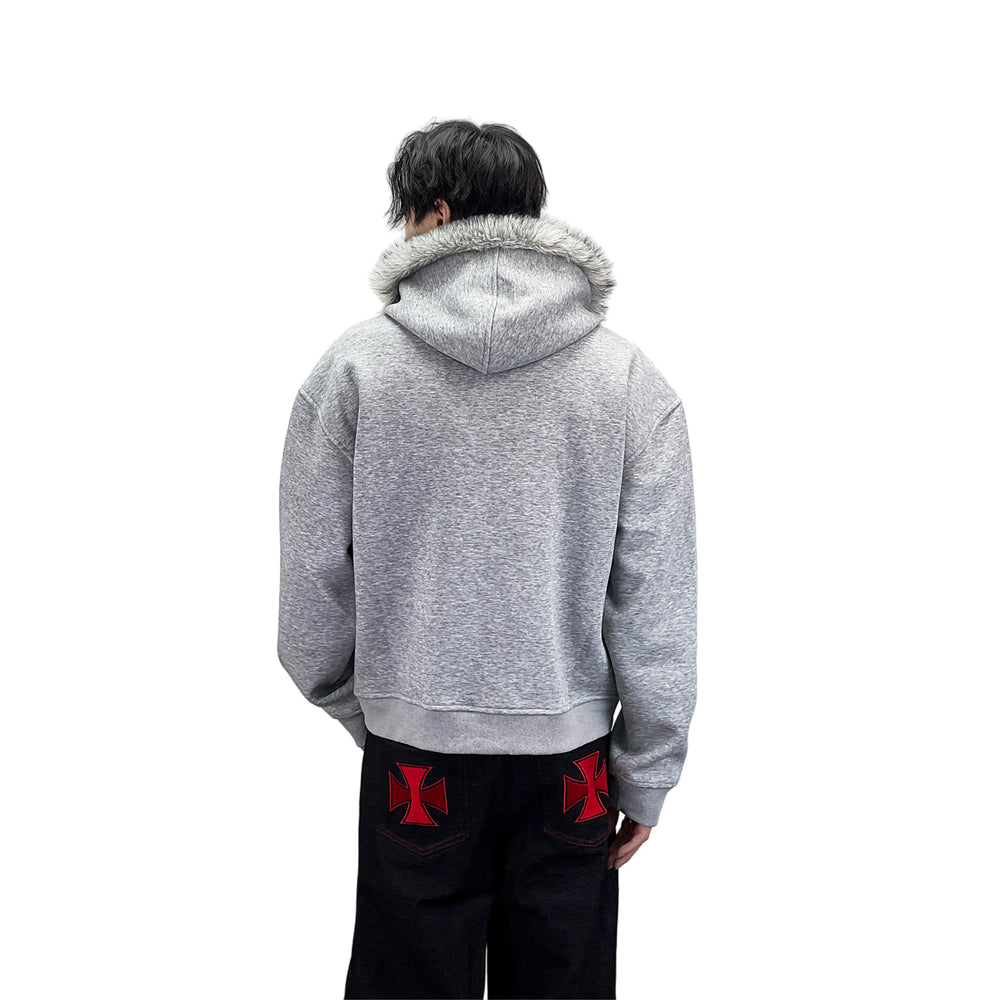 A knife cleanfit hooded boyfriend short coat with a collar