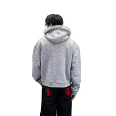 A knife cleanfit hooded boyfriend short coat with a collar