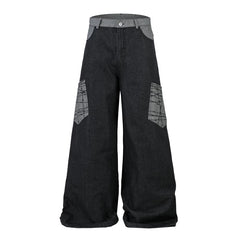 A knife-style wide-leg denim pants