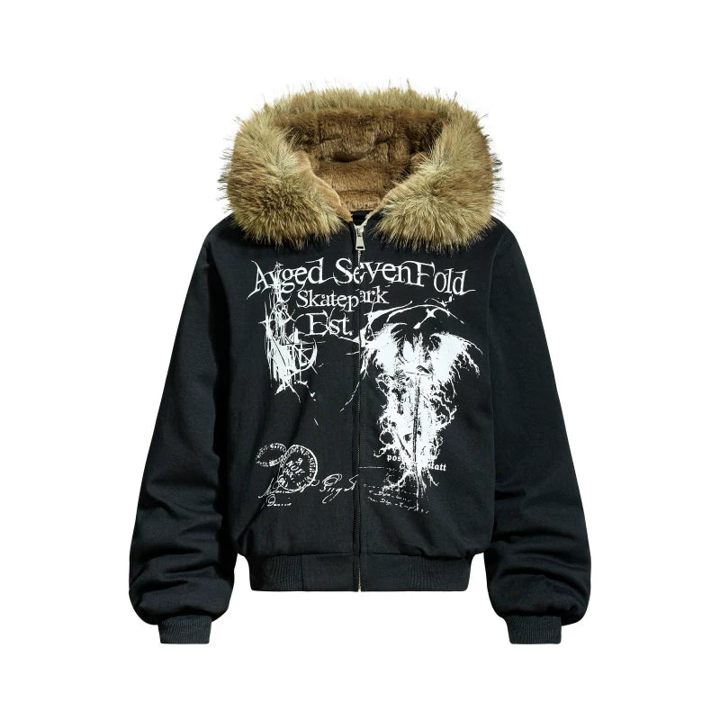 A knife detachable fur-lined thick coat