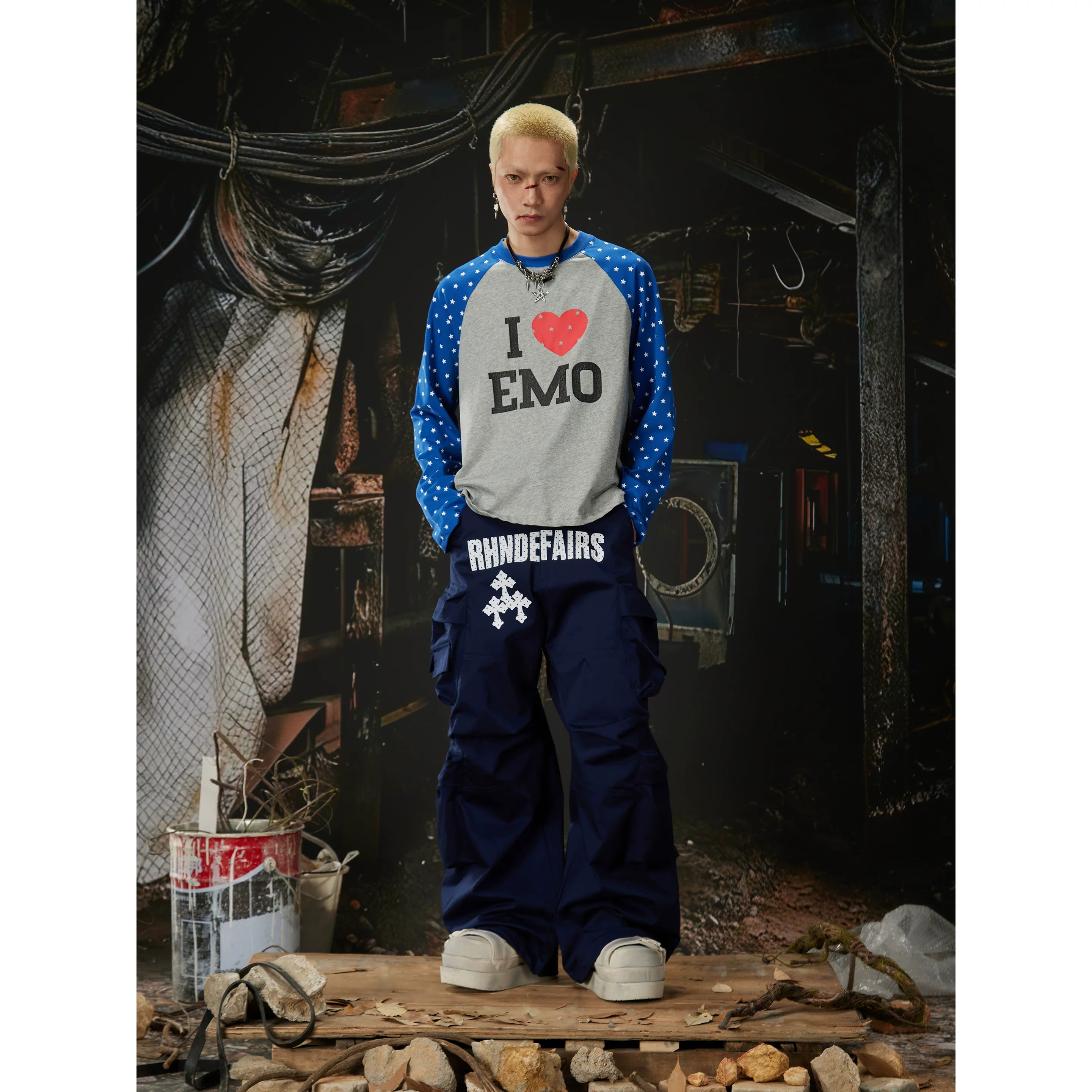 Unmanned island street dance printed three-dimensional cut multi pocket work pants casual pants for men and women on the street