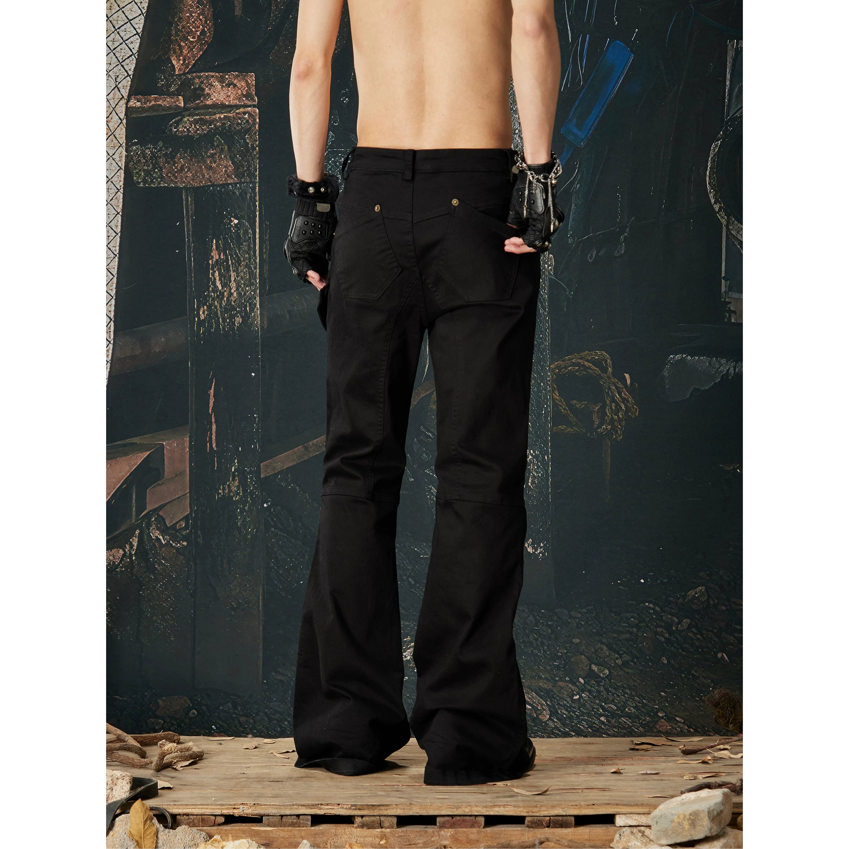 Unmanned Island New Product American Street Deconstruction Splicing Multi Pocket Micro Elastic Slimming Micro Pull Work Pants for Men and Women