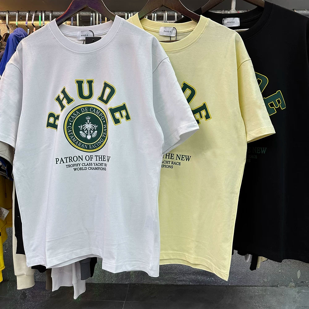 RHUDE Green Graphic Printed Vintage Oversized Summer Tee