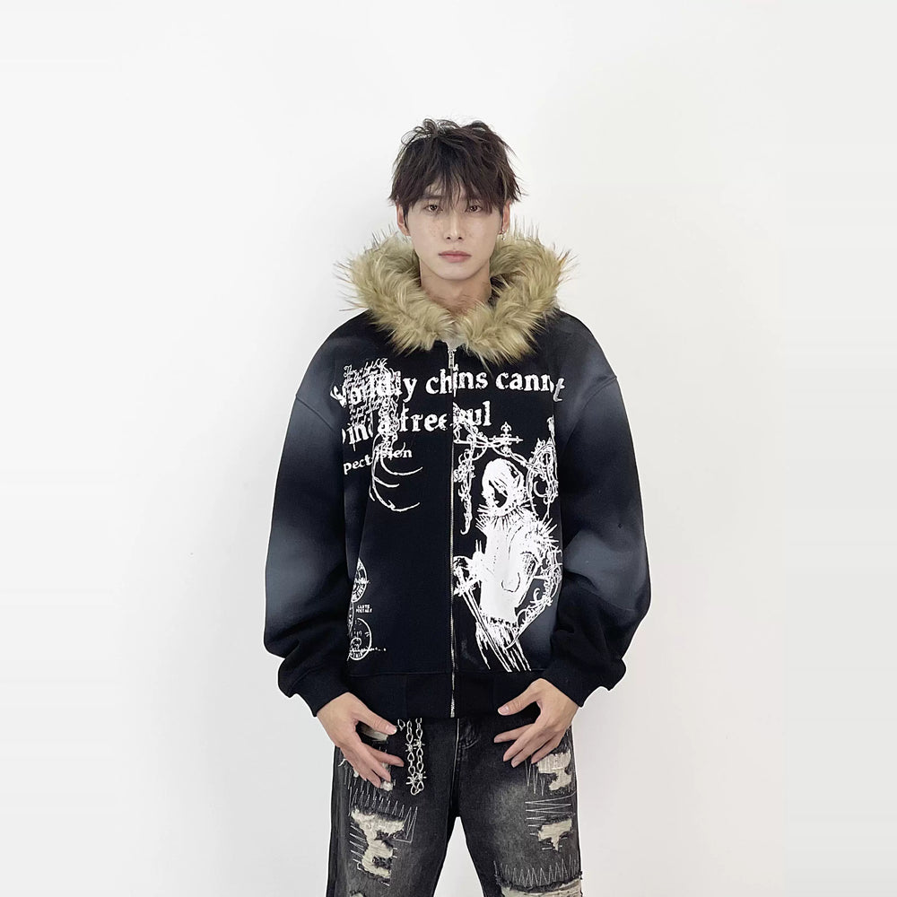 A knife streetwear heavyweight woolen pullover jacket
