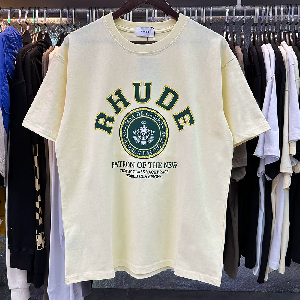 RHUDE Green Graphic Printed Vintage Oversized Summer Tee