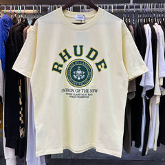 RHUDE Green Graphic Printed Vintage Oversized Summer Tee