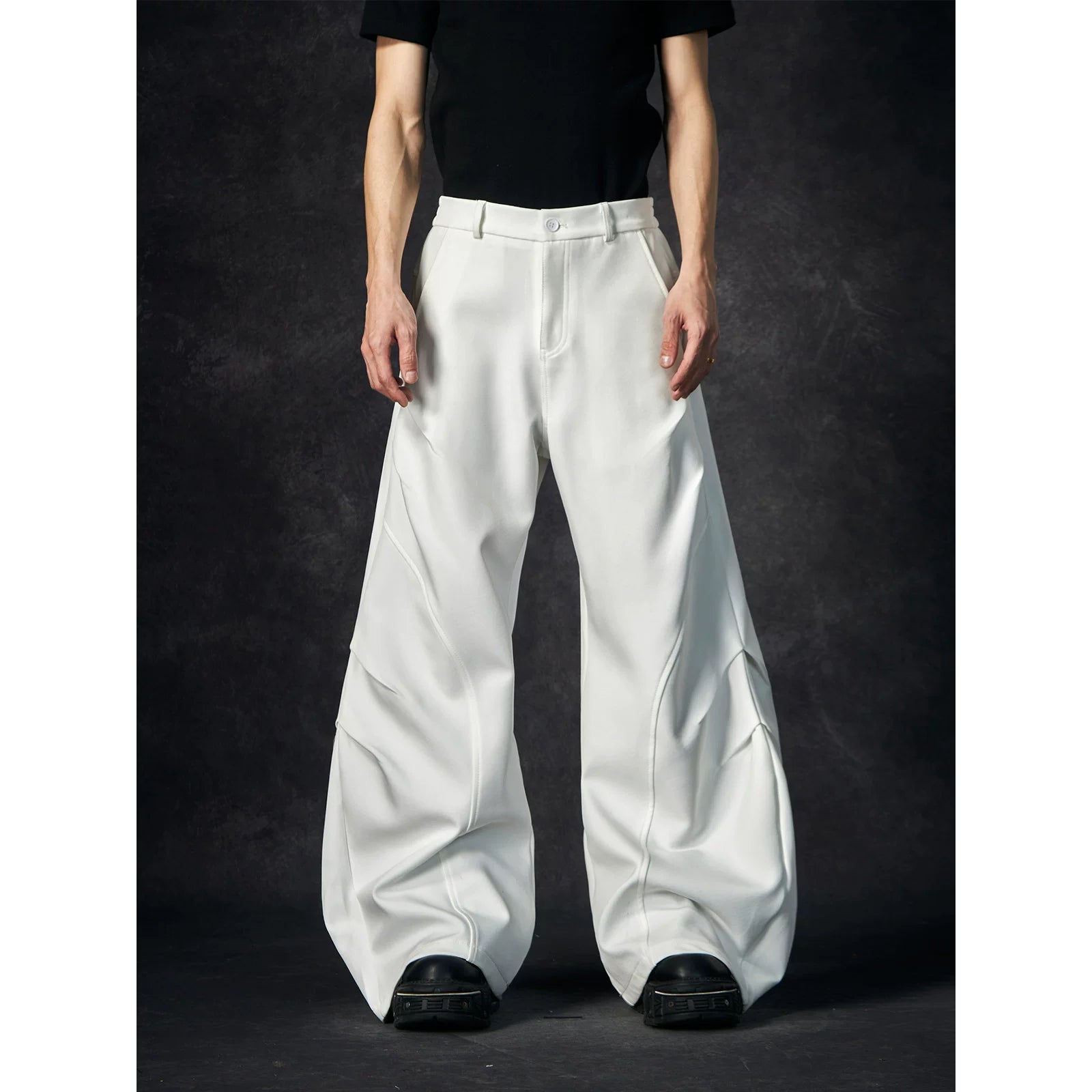 Small niche design micro pull trousers white versatile trousers 2025 summer new item
