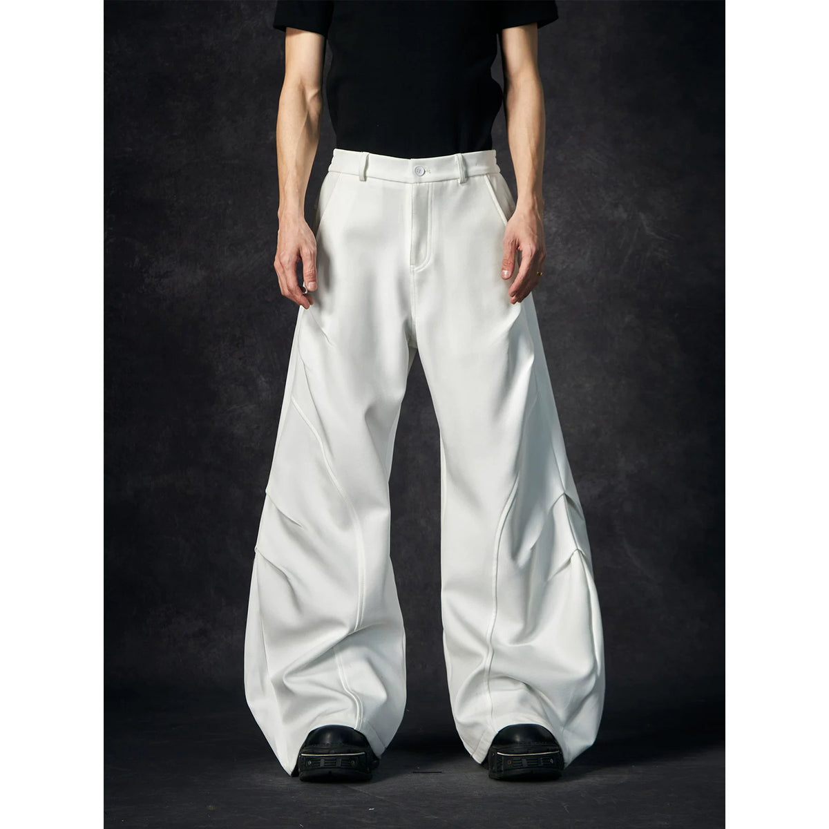 Small niche design micro pull trousers white versatile trousers 2025 summer new item