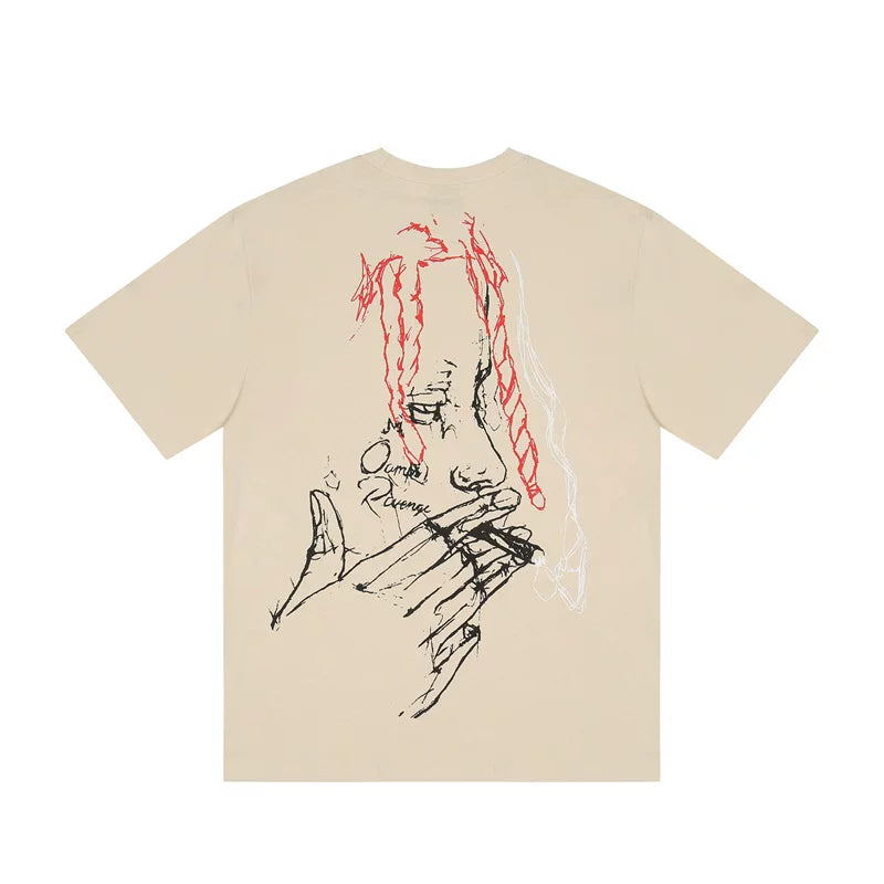 Revenge Vintage Sketch Character Oversized Graphic Tee