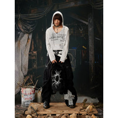 Unmanned Island New Product Leopard Pattern Double Waist Splicing y2k Light Asia Pure Cotton Three Dimensional Pocket Work Pants for Men and Women