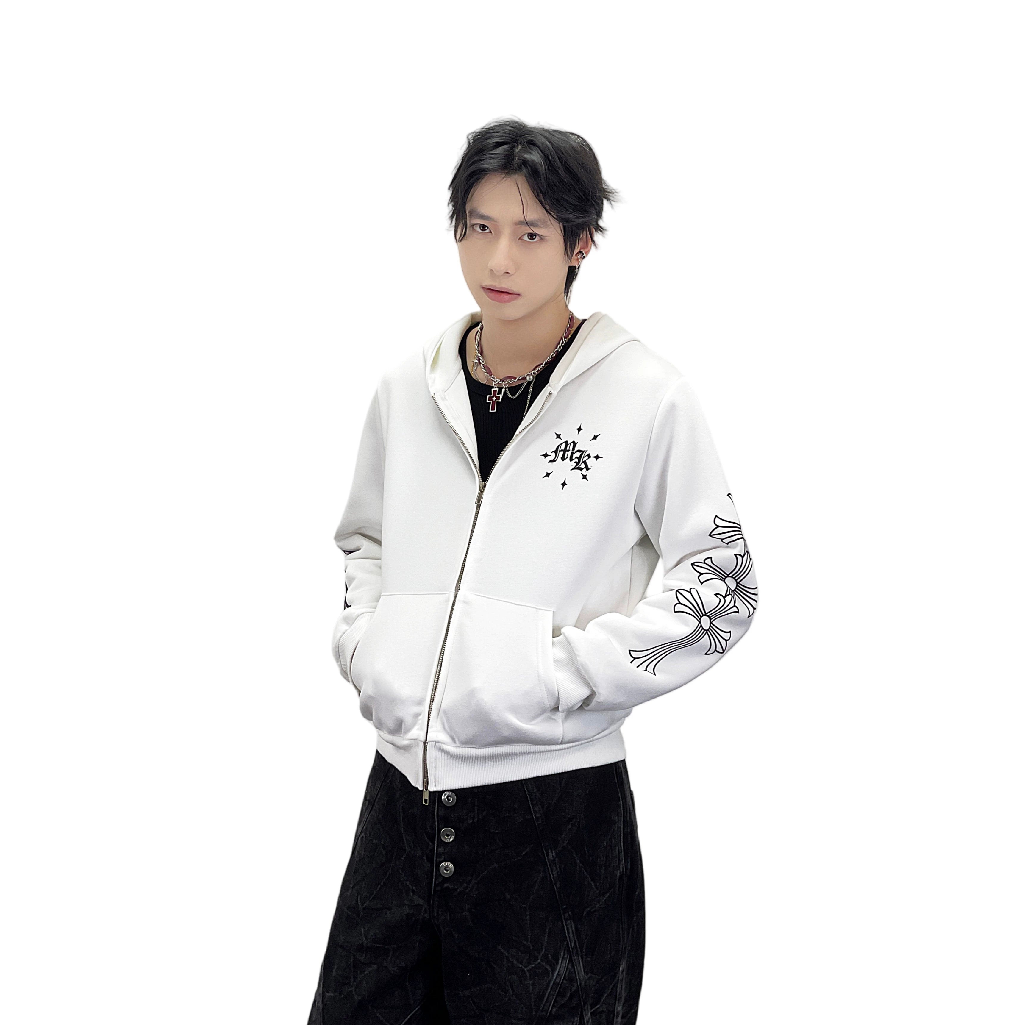 A knife Gothic-style letter-print short coat