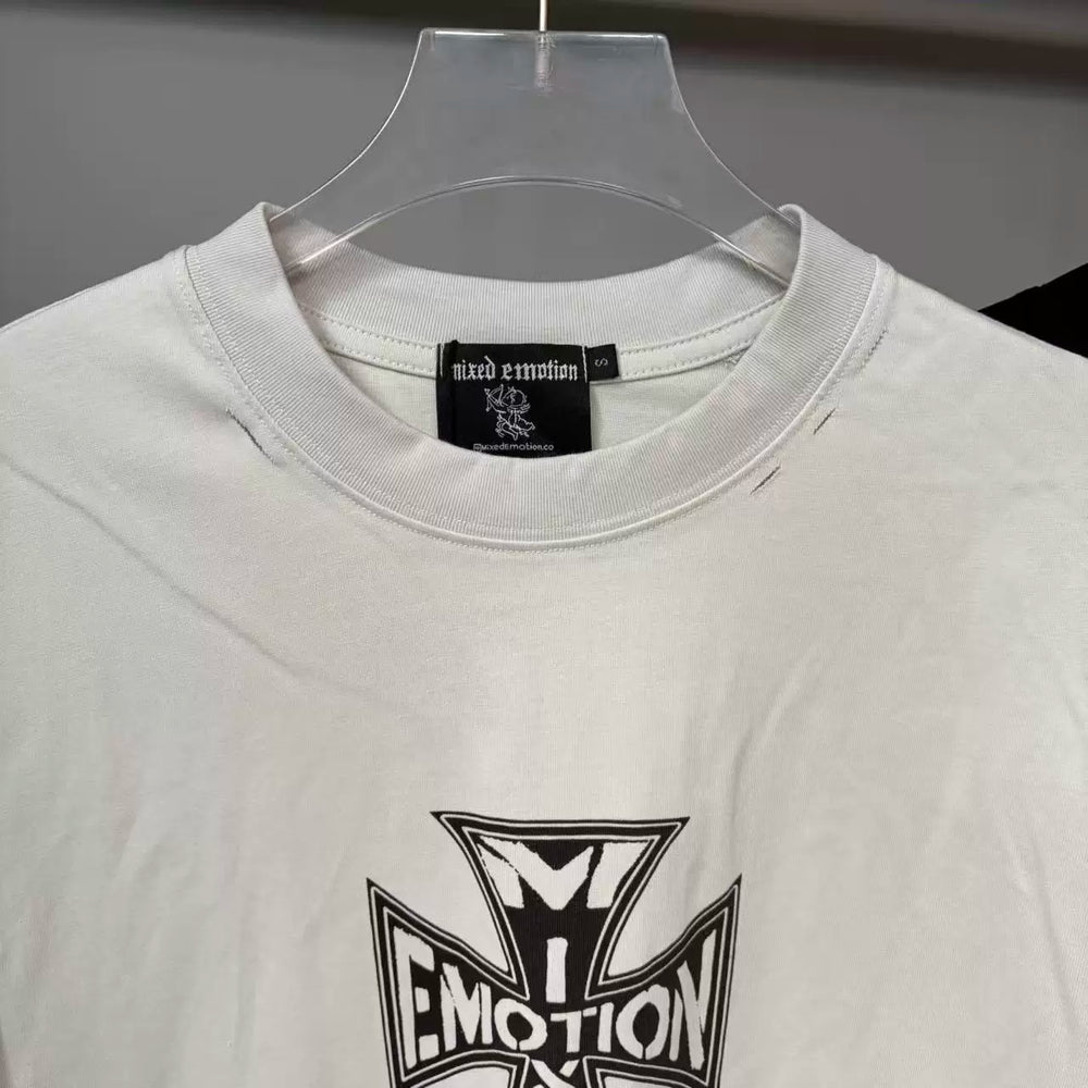 MIXED EMOTION Retro Letter Graphic Cotton Tee