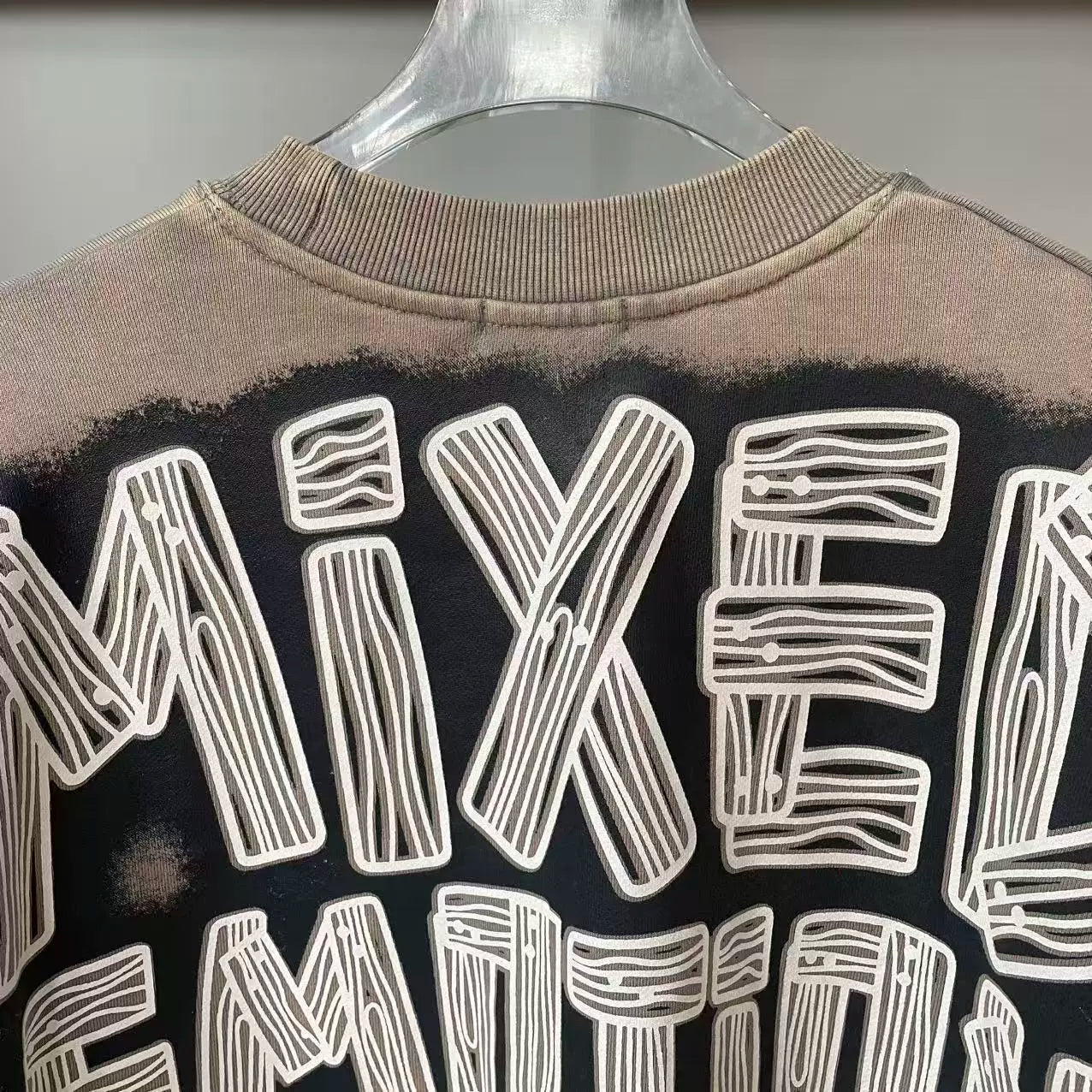 MIXED EMOTION Washed Allover Print Sweatshirt