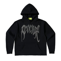 Revenge Diamond Heart Rhinestone Fleece Streetwear Hoodie