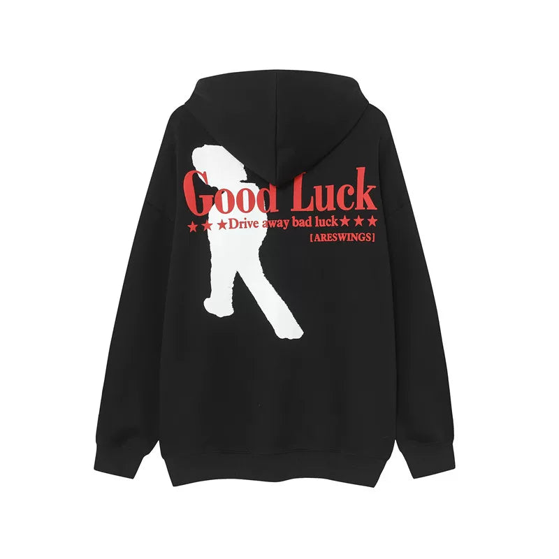 A knife streetwise cool letter-printed hooded sweatshirt