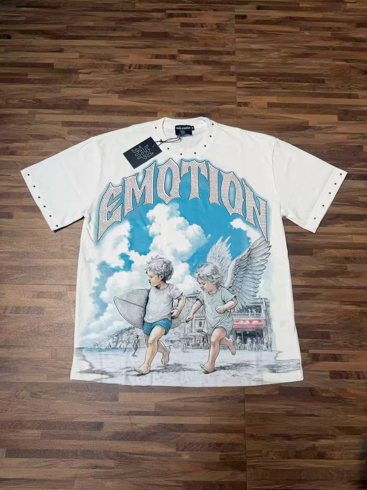 MIXED EMOTION Rhinestone Little Angel Cotton Tee