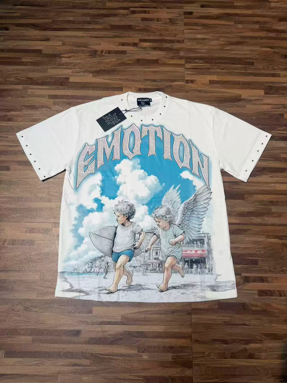 MIXED EMOTION Rhinestone Little Angel Cotton Tee