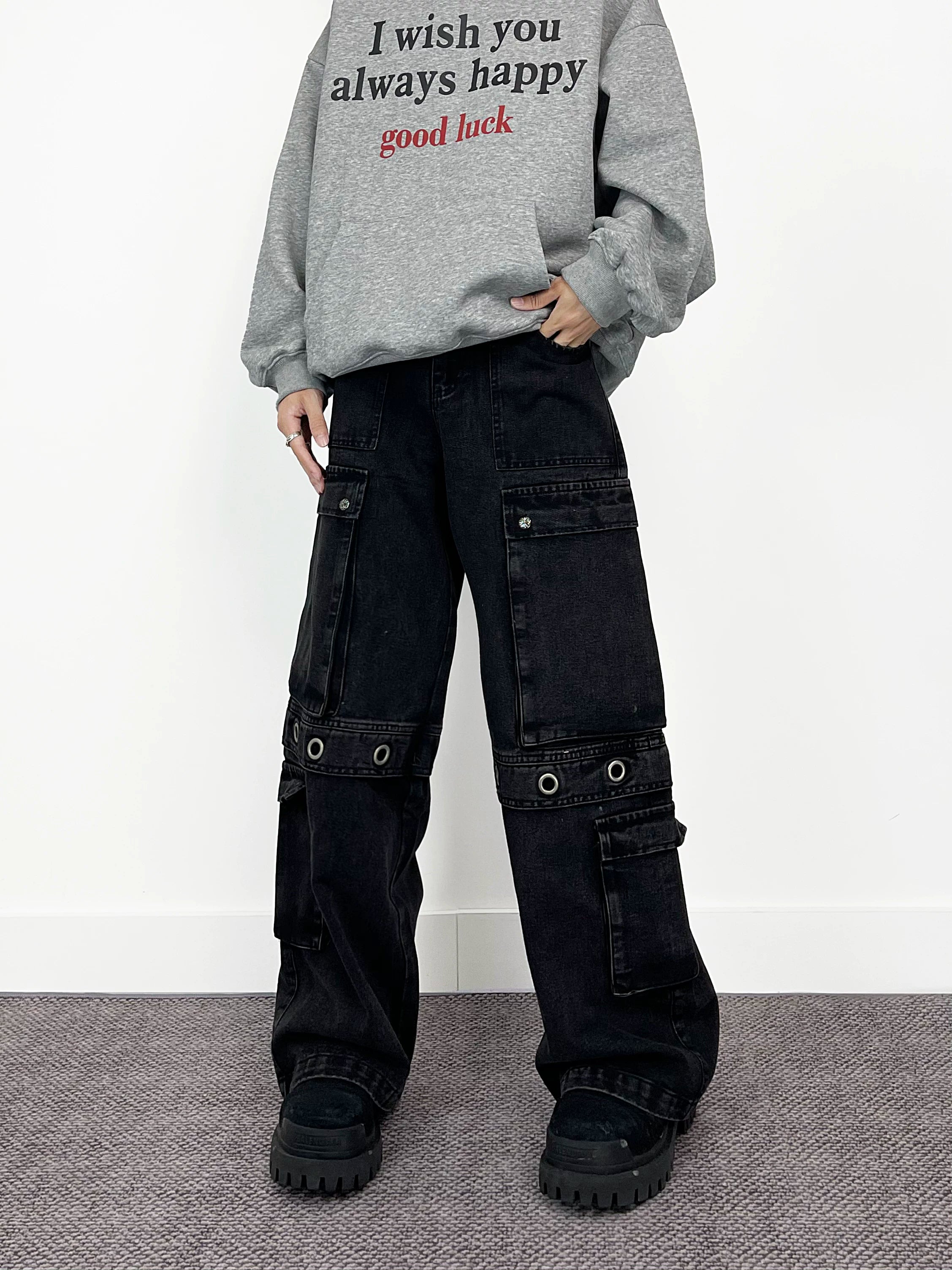 A knife wide-leg workwear jeans